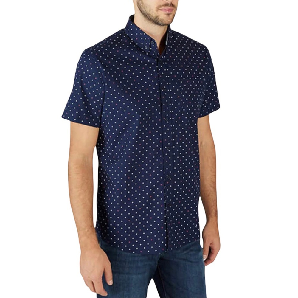 Lee Men's Short Sleeve Button Down Shirt Navy NEW